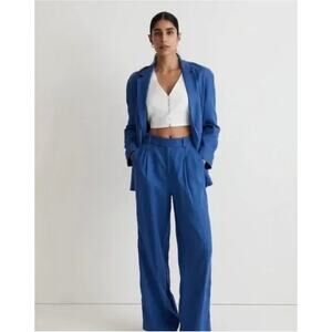 Madewell Crossover Oversized Blazer in Electric Blue 100% Linen Women's Small